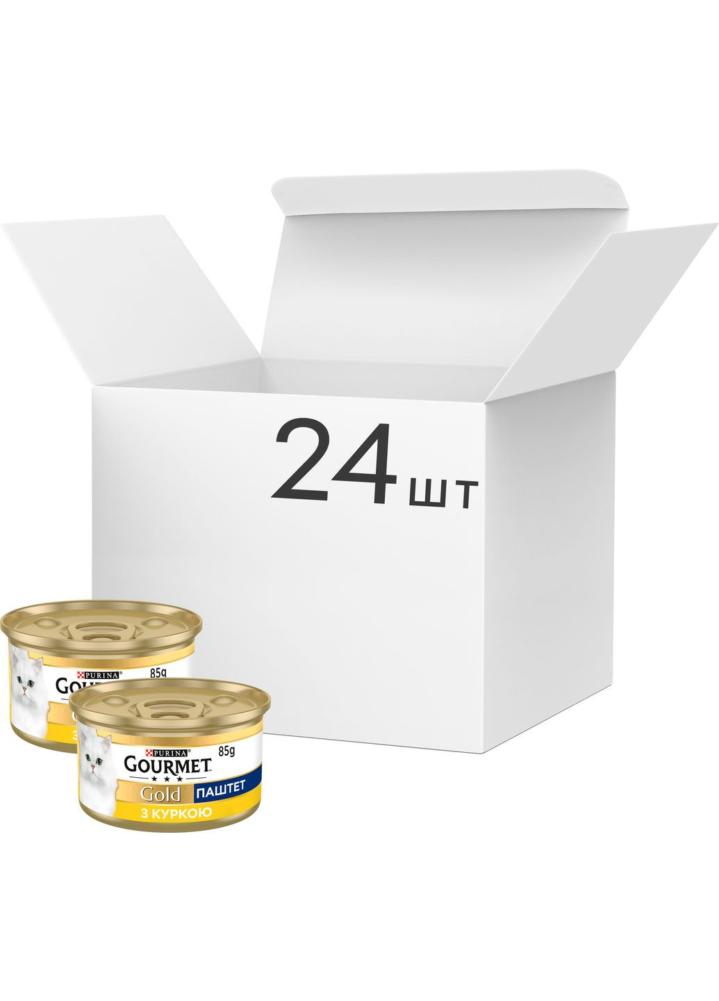 ПАК вологого корму для кішок Purina Gold Паштет з куркою 24 шт по 85 г Gourmet (314710202)