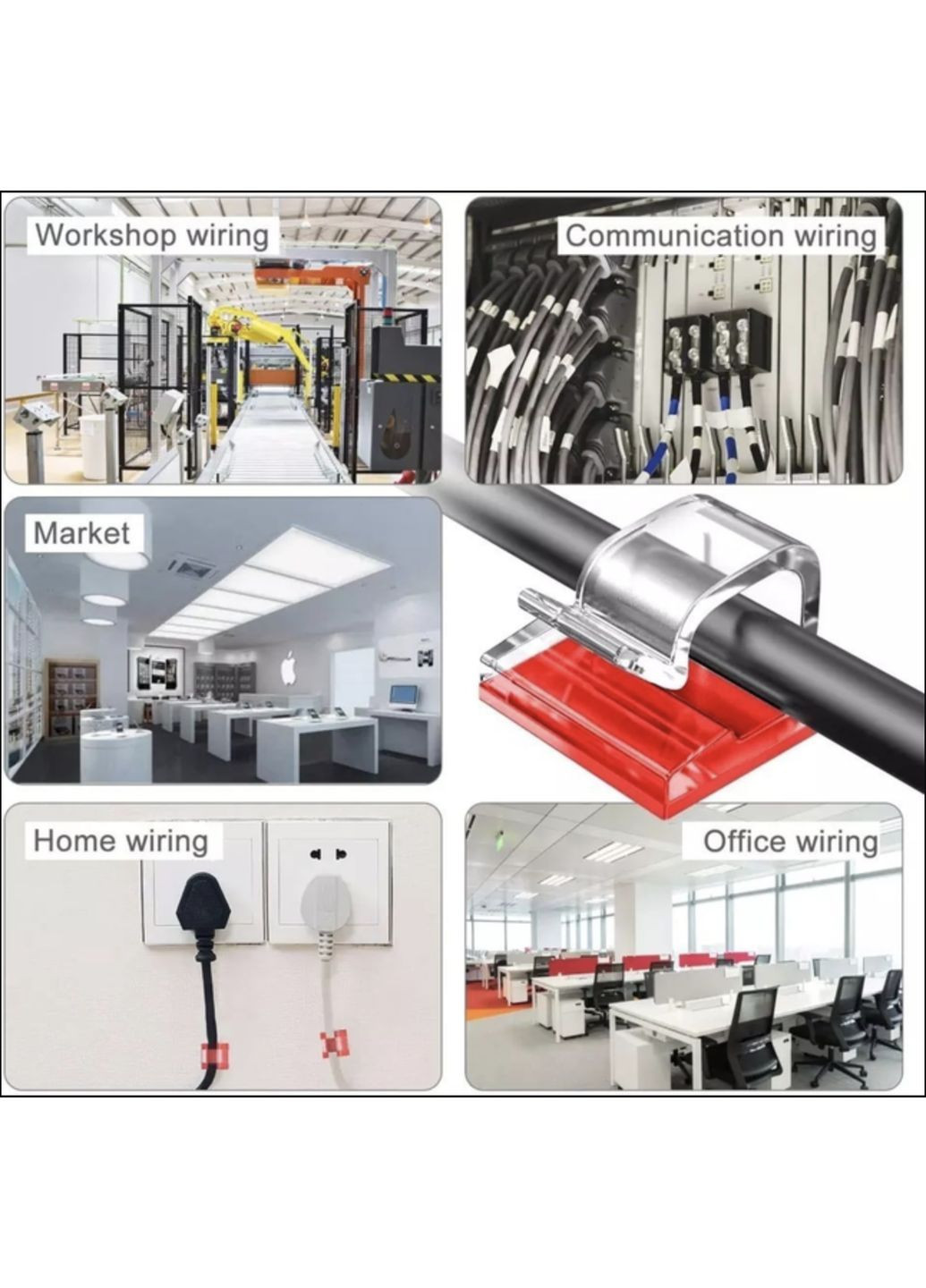 Органайзер Фіксатор кабелю тримач для дроту самоклеючий 20 шт L Прозорий Neon (358934976)