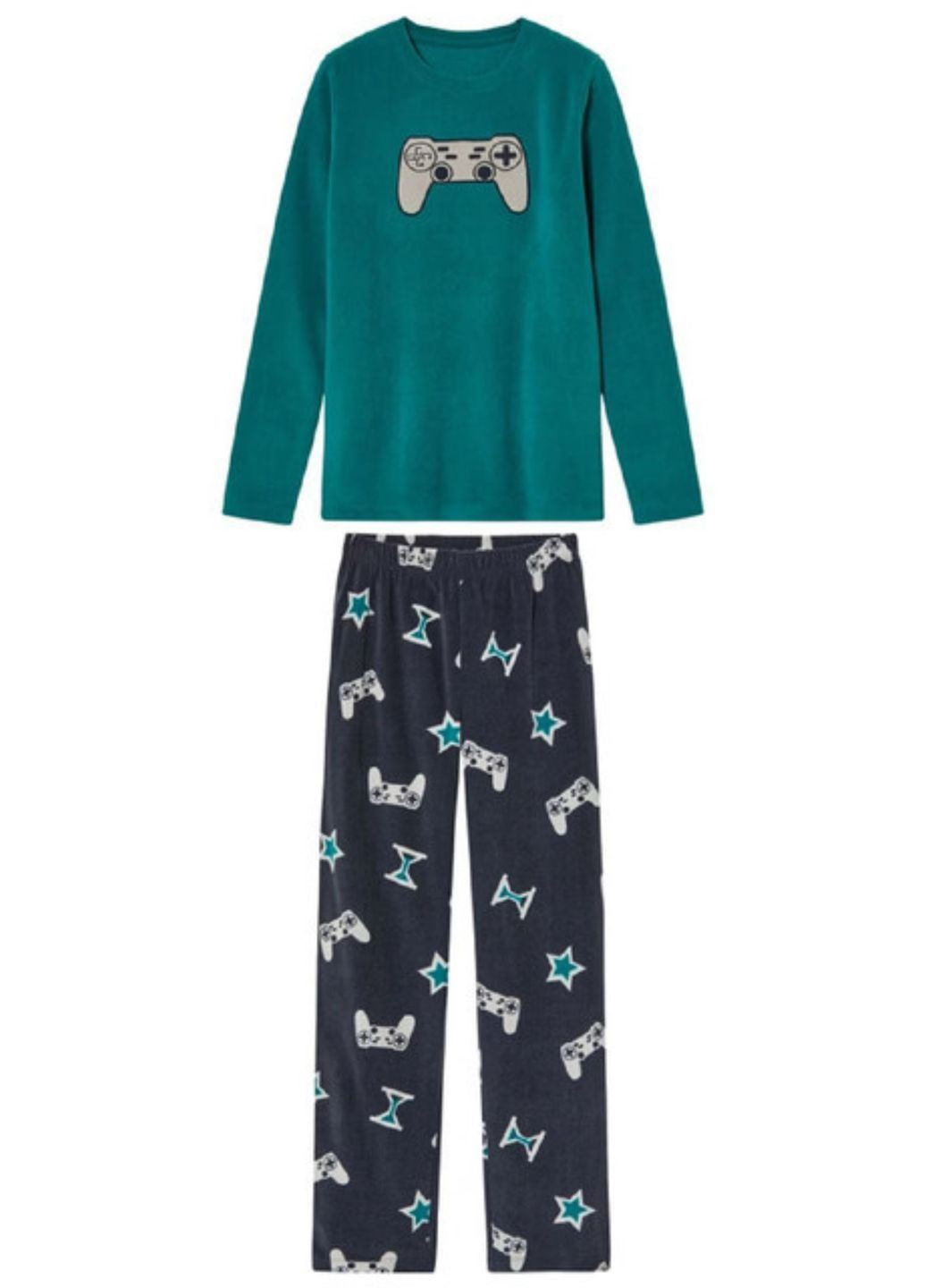 Комбинированная зимняя теплая пижама мальчику лонгслив + брюки Pepperts