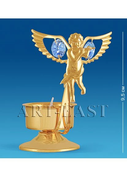 Подсвечник с кристаллами Swarovski Ангел 9,5 см 160935 Crystocraft (388487622)