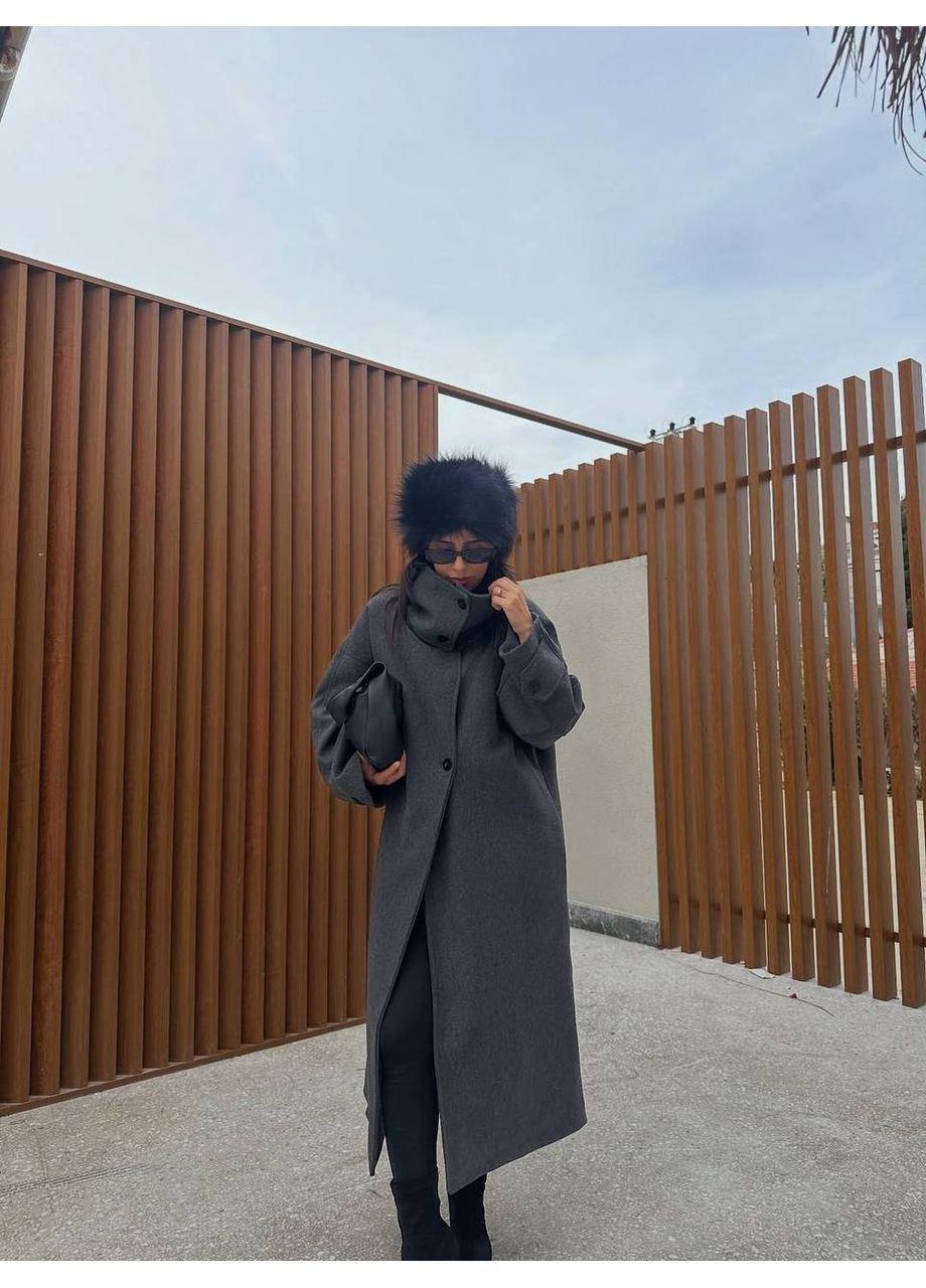 Графітове демісезонне Пальто з кашеміру No Brand