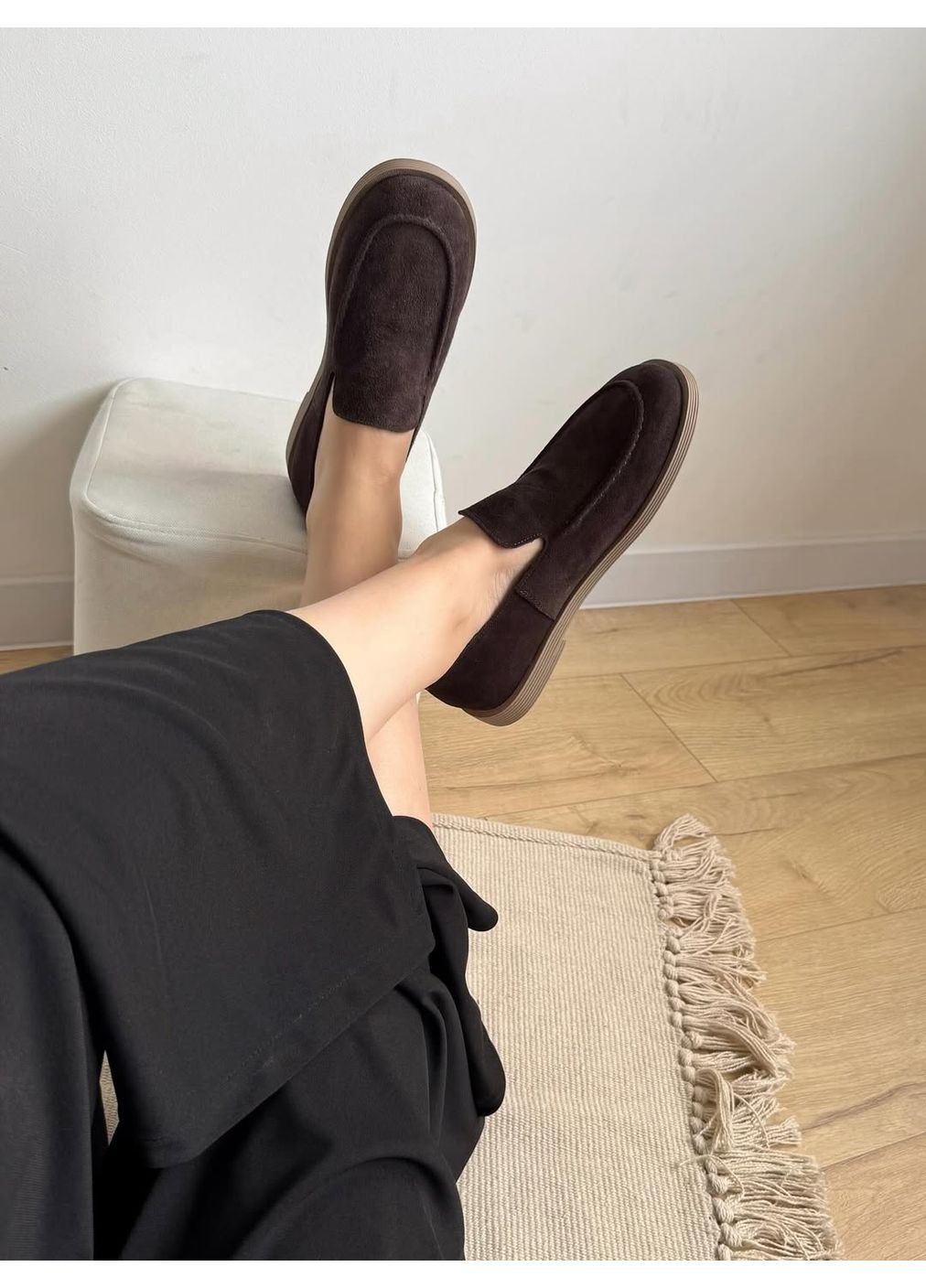 Hengji Коричневі лофери натуральна замша, мокасини шоколад, коричневі туфлі лофери код 25099 лофери коричневий з натуральна замша, китай — демісезон (361243450)