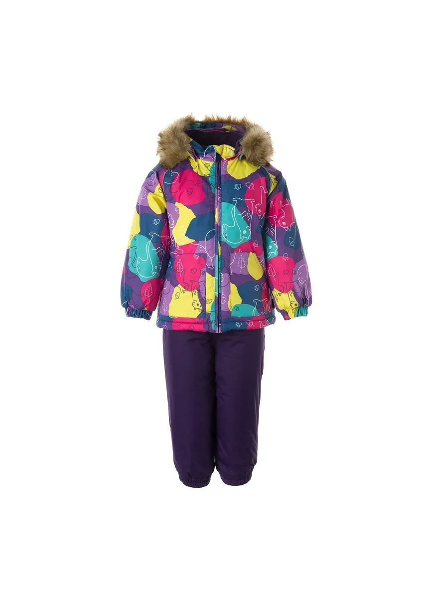 Темно-лілова дитячий зимовий комплект avery, куртка та напівкомбінезон, р.92, ліловий з принтом/темно-ліловий () Huppa 41780030-14753-092