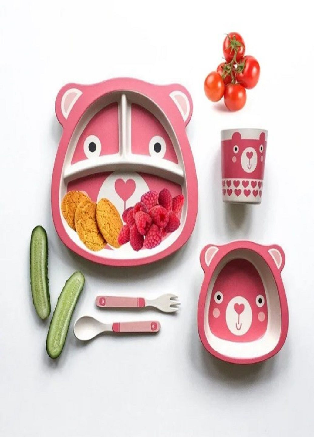Бамбуковый набор детской посуды ECO friendly product 5 предметов Розовый VTech (303627352)