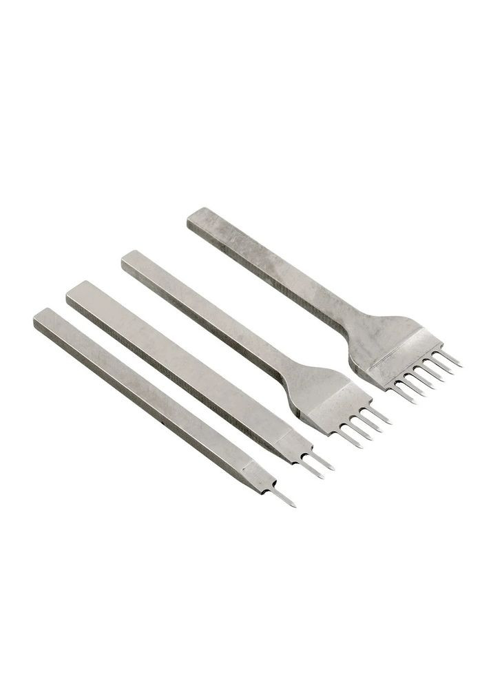 Набор шаговых пробойников ромбовидных для кожи 1+2+4+6 зубьев, шаг 4мм ромб, набор 4 штуки Parkside (327368331)