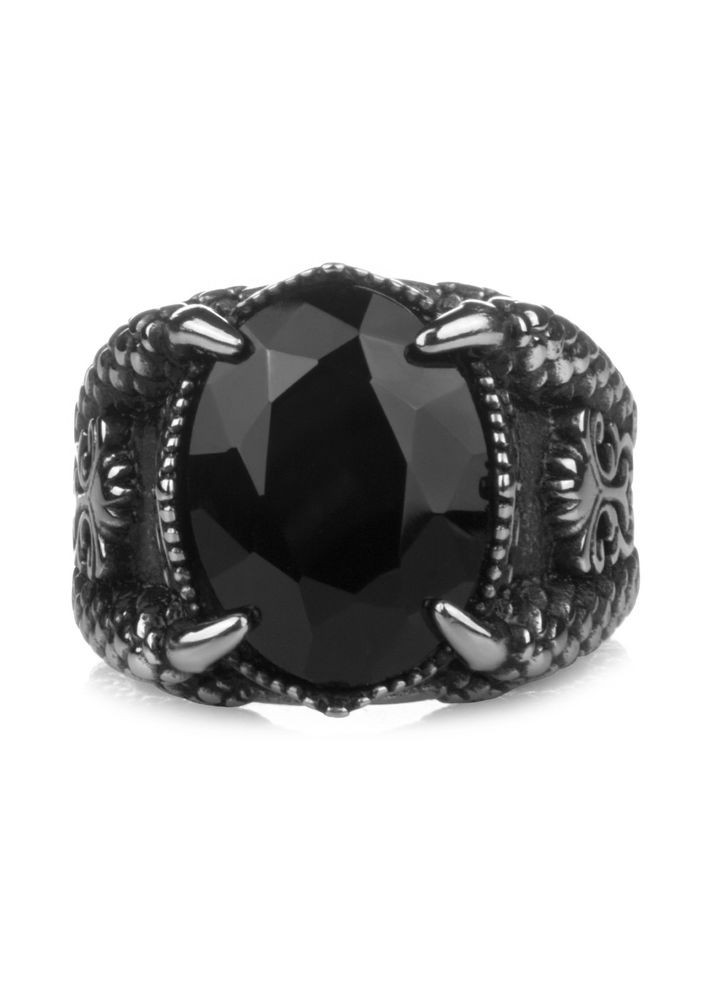 Перстень мужской "Лапа дракона" из стали R-Z10173-07 с черным фианитом (Размер: мм (7 США) WellDone (333698703)