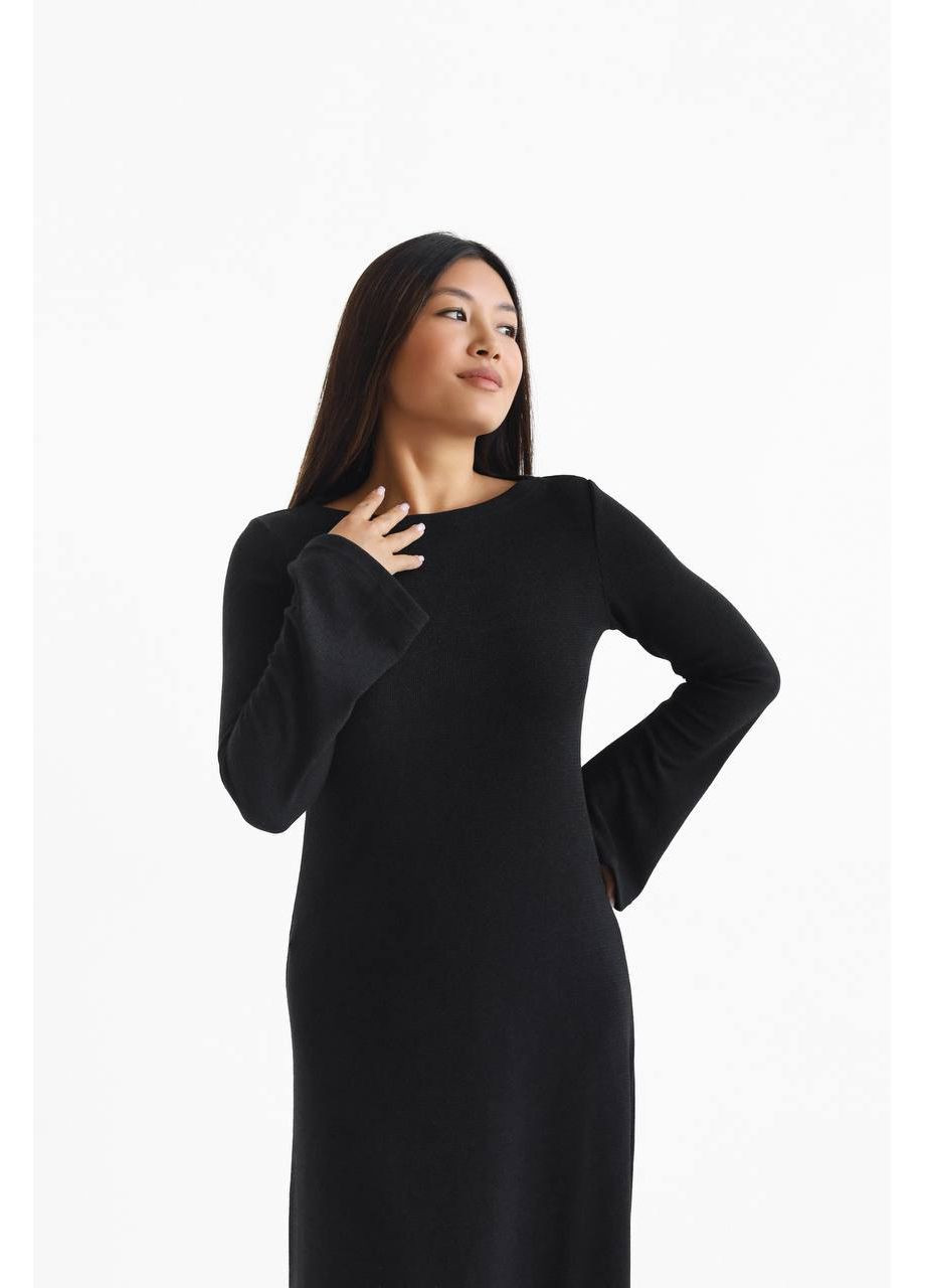 Черное праздничный, повседневный, кэжуал, коктейльное трикотажное медное платье а-силуэт Україна однотонное