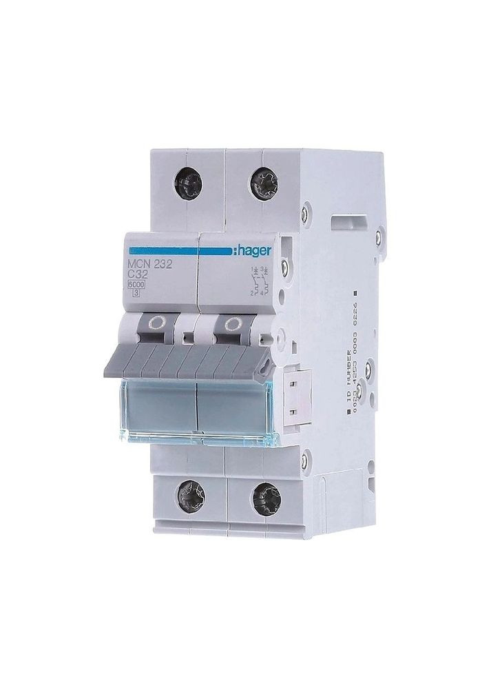 Автоматичний вимикач MCN232 2P 6 кА C-32A 2M Hager (352749125)