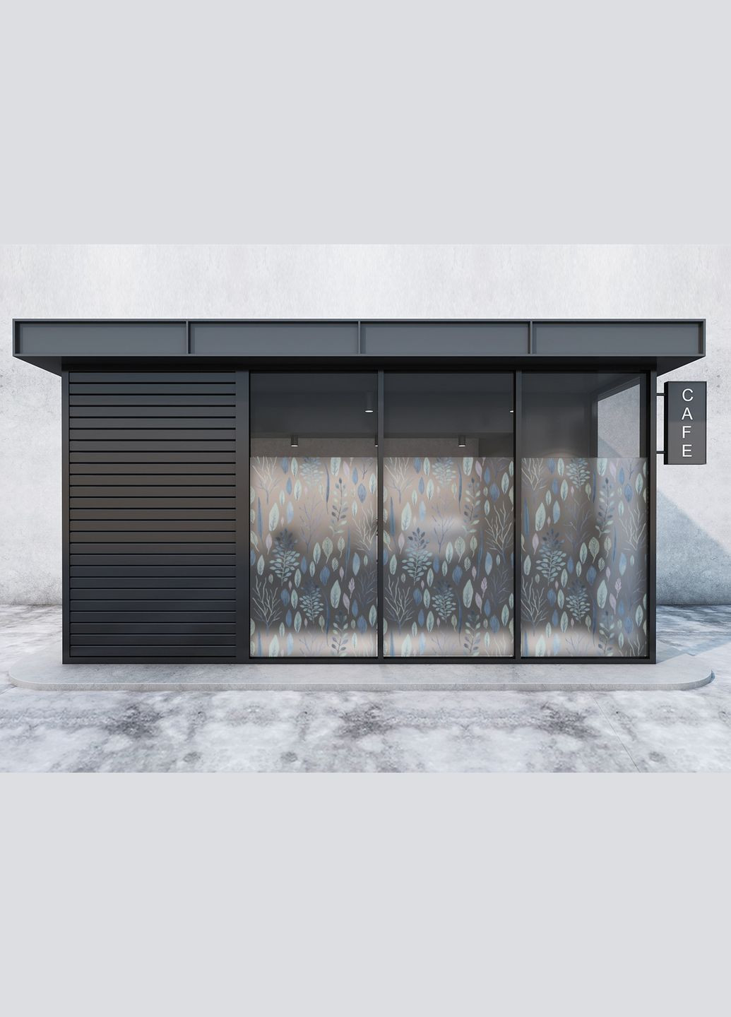 Матовая пленка на окна и зеркала Синие листочки самоклейка на стекло 1 метр погонный Zatarga (324218725)