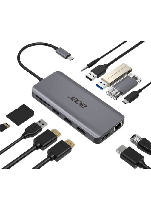 Док-станція 12 in 1 Type-C Dongle Gray (HP.DSCAB.009) Acer (322935696)