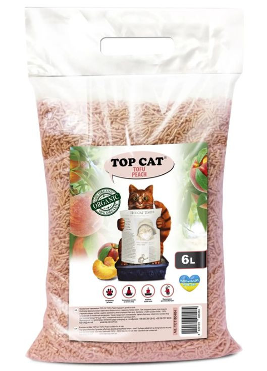 Наповнювач для котячого туалету Tofu соєвий тофу з ароматом персика 6 л Top Cat (266274668)