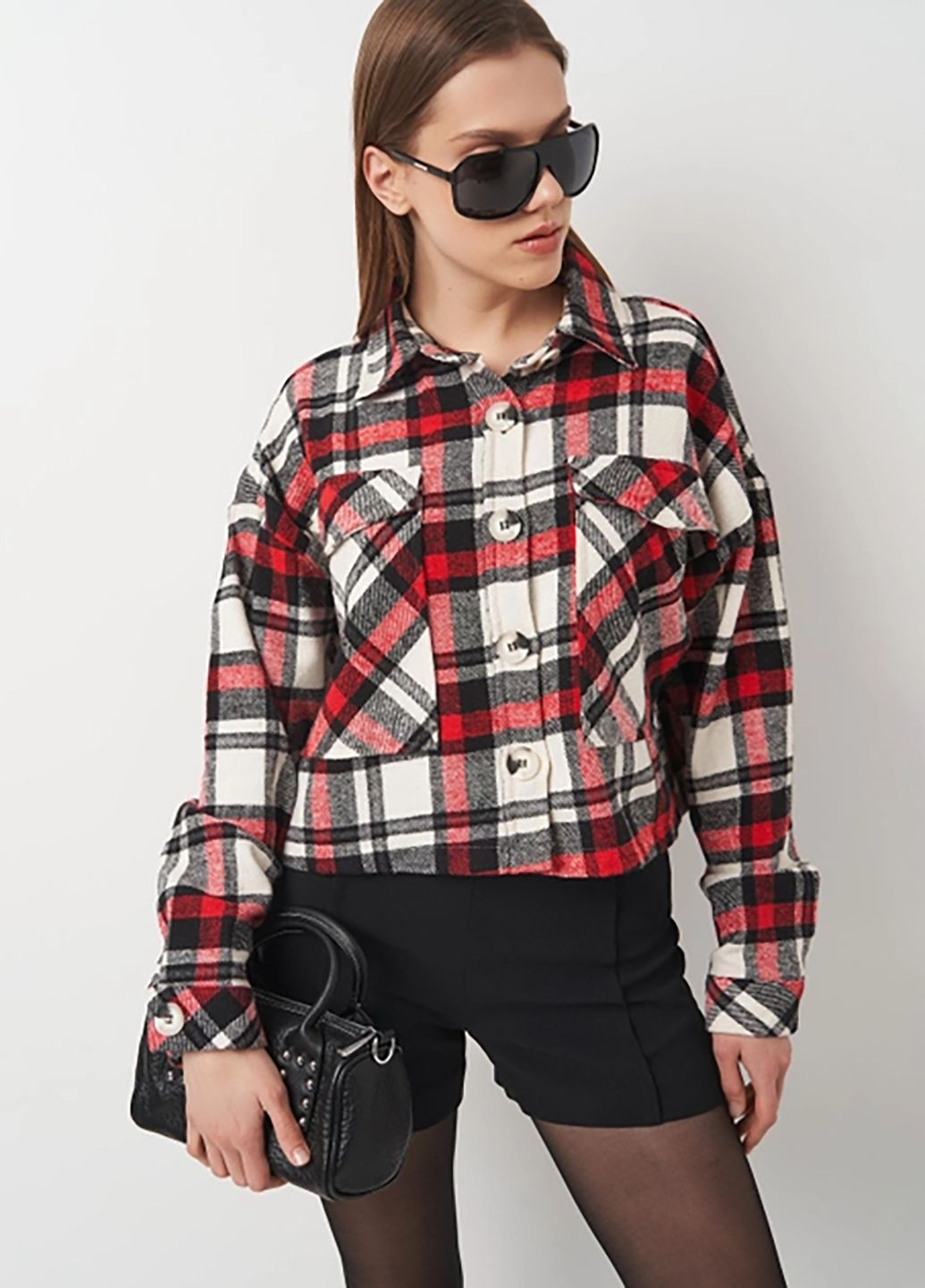 Цветная повседневный рубашка в клетку Forstime с длинным рукавом