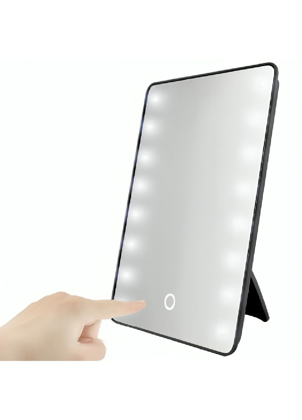 Дзеркало для макіяжу косметичне настільне прямокутне з підсвічуванням роботою від батарейок 16 світлодіодів (480106-Prob) Чорне Unbranded (329486731)