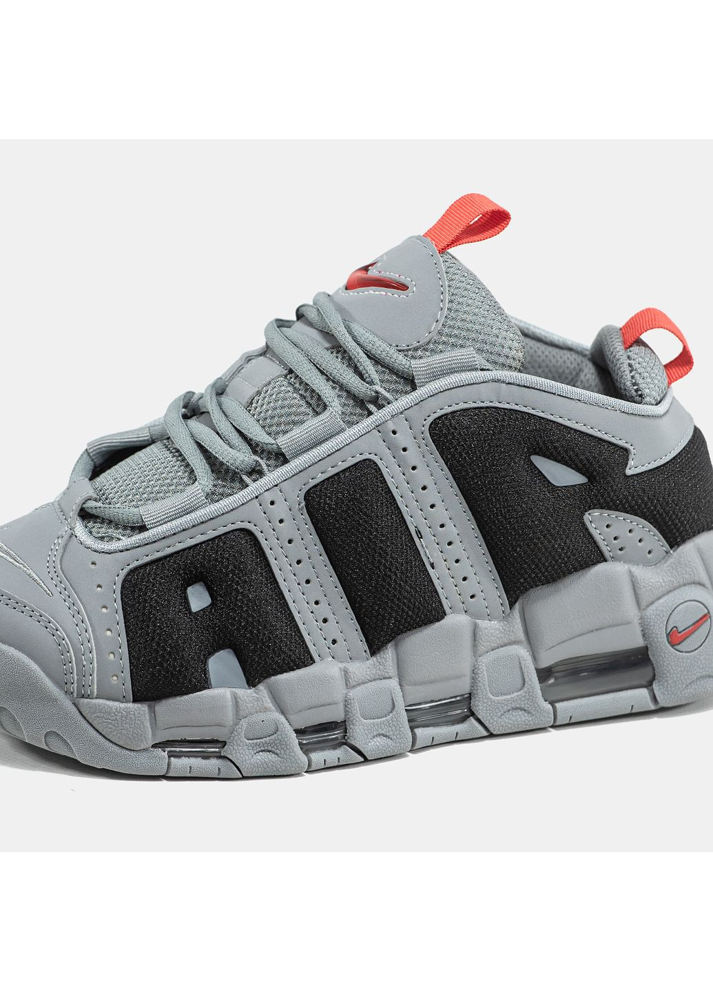 Сірі Осінні кросівки чоловічі nike air more uptempo low grey black | найк аір мор уптемпо сірі No Brand
