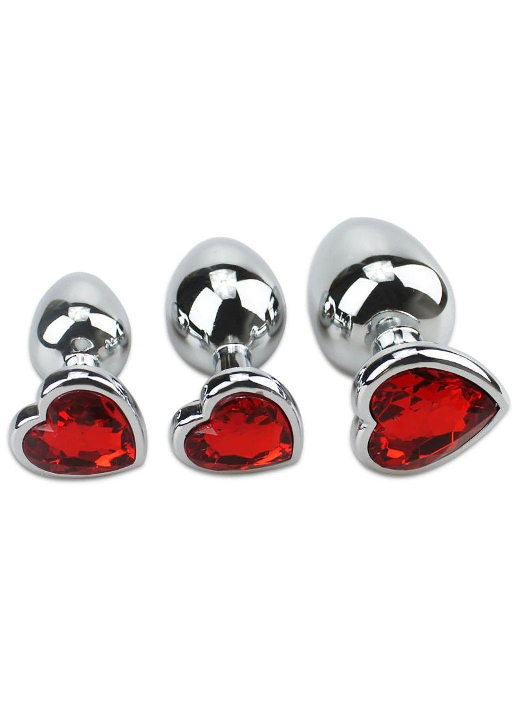 Комплект металлических анальных пробок с красными кристаллами ( размер S, M, L ) We Love (294096282)