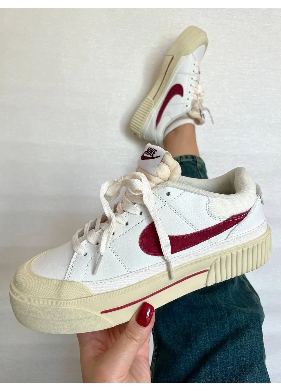 Белые демисезонные кроссовки мужские nike court legacy lift coconut white red найк корт белые No Brand