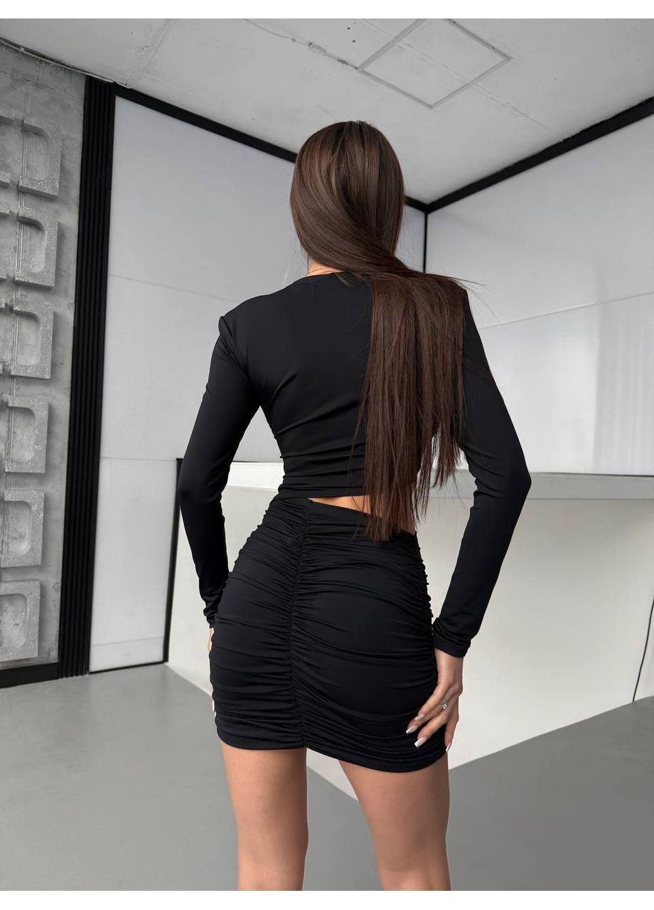 Чорна ділова, кежуал сукня No Brand однотонна