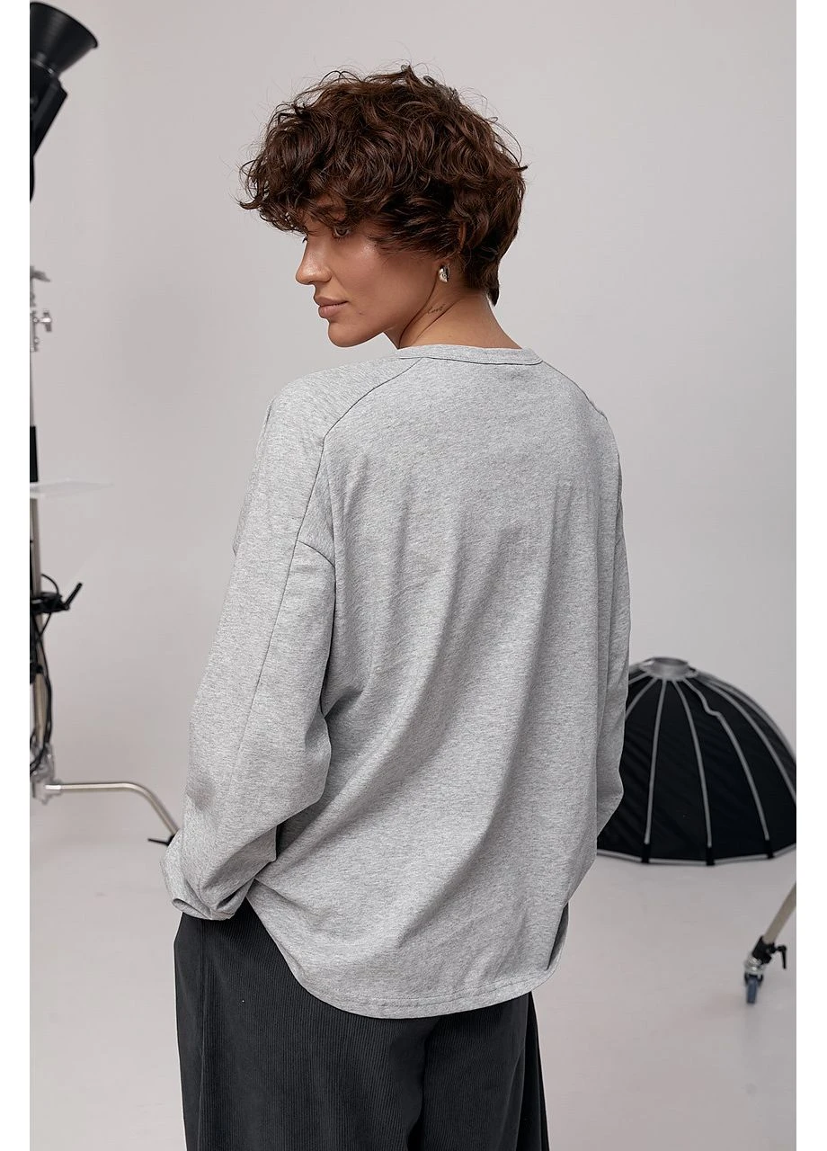 Свободный лонгслив с пуговицами на горловине, ONE SIZE No Brand (399770328)