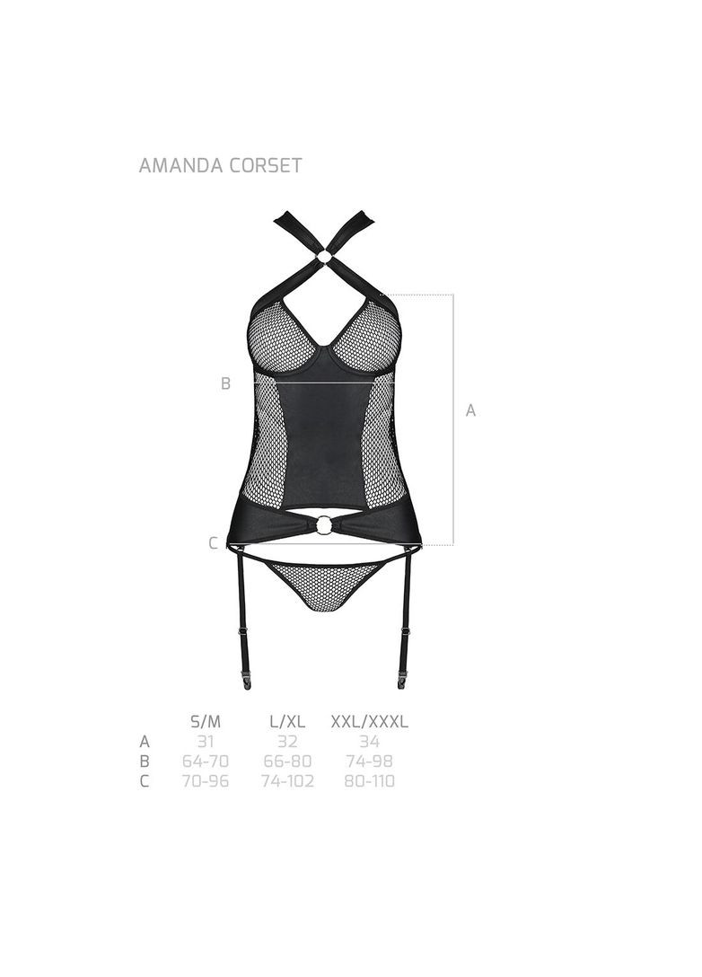 Сетчатый комплект корсет с халтером Amanda Corset black - CherryLove Passion (282966280)