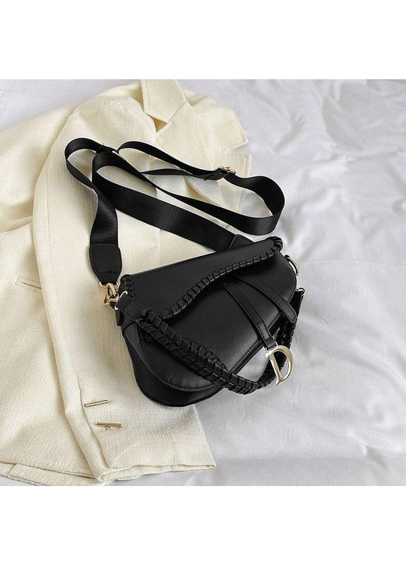 Якісна жіноча сумка сідло Christian Dior, нова модна сумка сідло чорного кольору з грубим ремінцем No Brand (362588235)