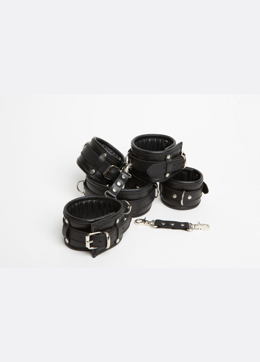 Кожаный набор: наручники, наножники, ошейник KIT-6 чёрный Edena (307925885)
