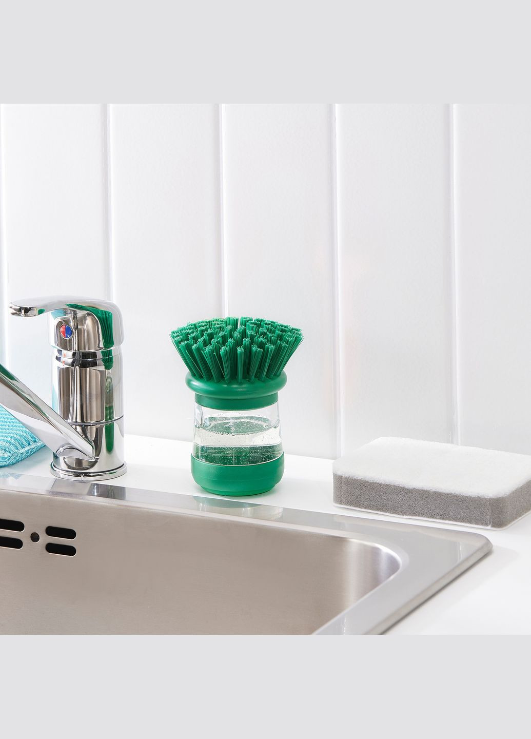 Щетка для мытья посуда с контейнером зеленая IKEA (272149838)