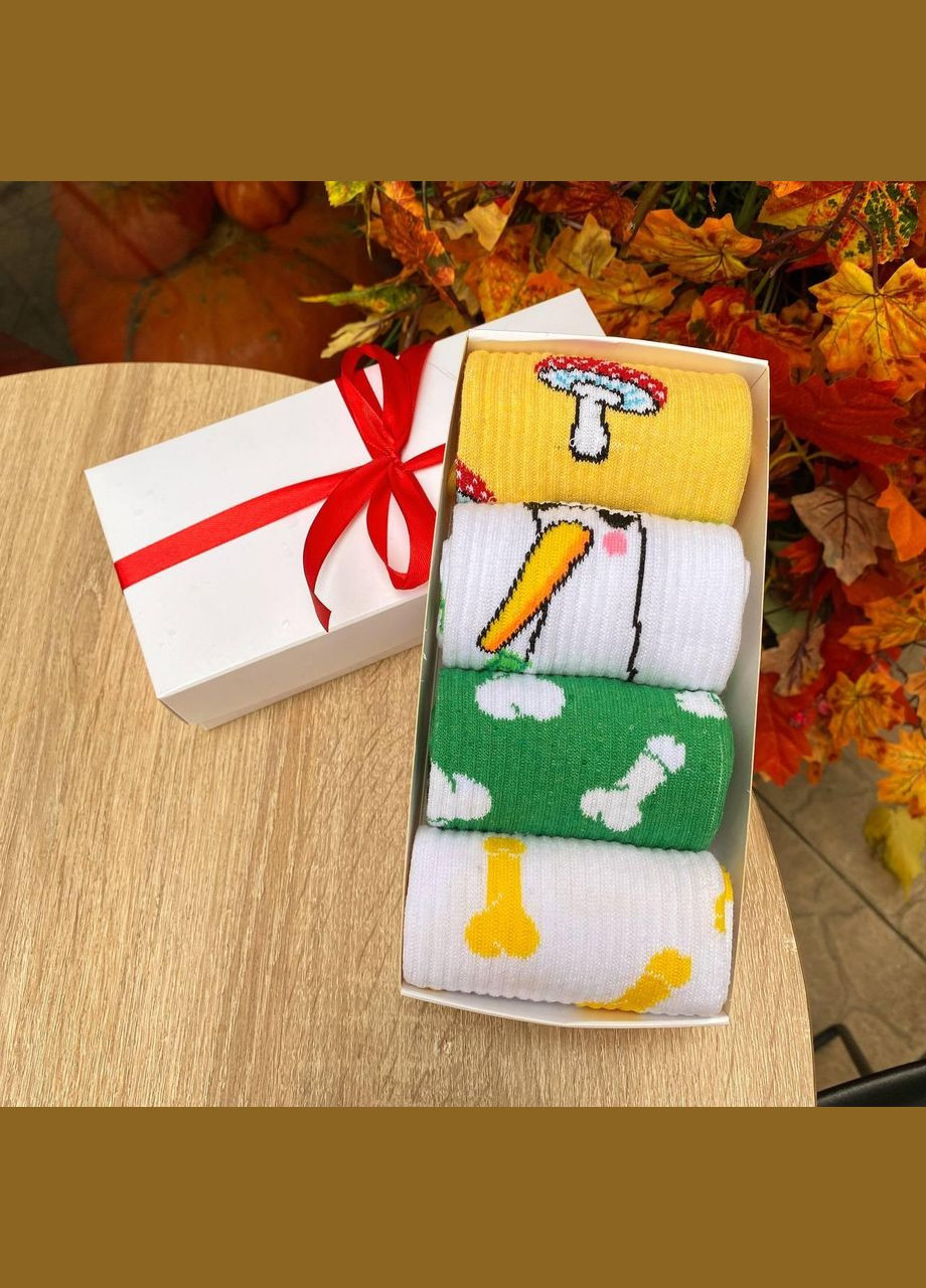 Комбіновані бокс жіночих високих шкарпеток 36-41 на 4 пари у подарунковій коробці Vakko (308336859)