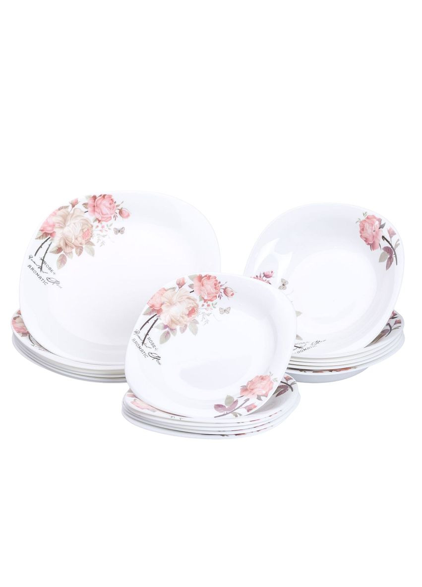 Столовий сервіз фарфоровий на 6 персон 18 білих тарілок для сервірування столу посуд для вечері ProDobro (364189285)