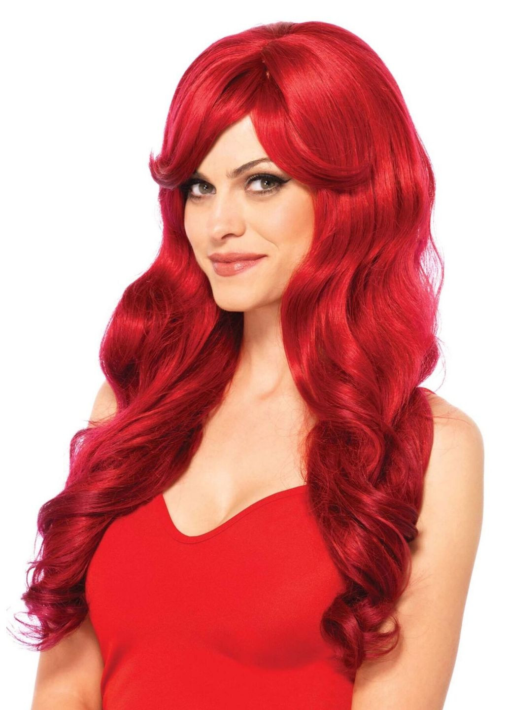 Хвиляста перука з косим чубчиком Long Wavy Wig 68 см, червона Leg Avenue (360967948)