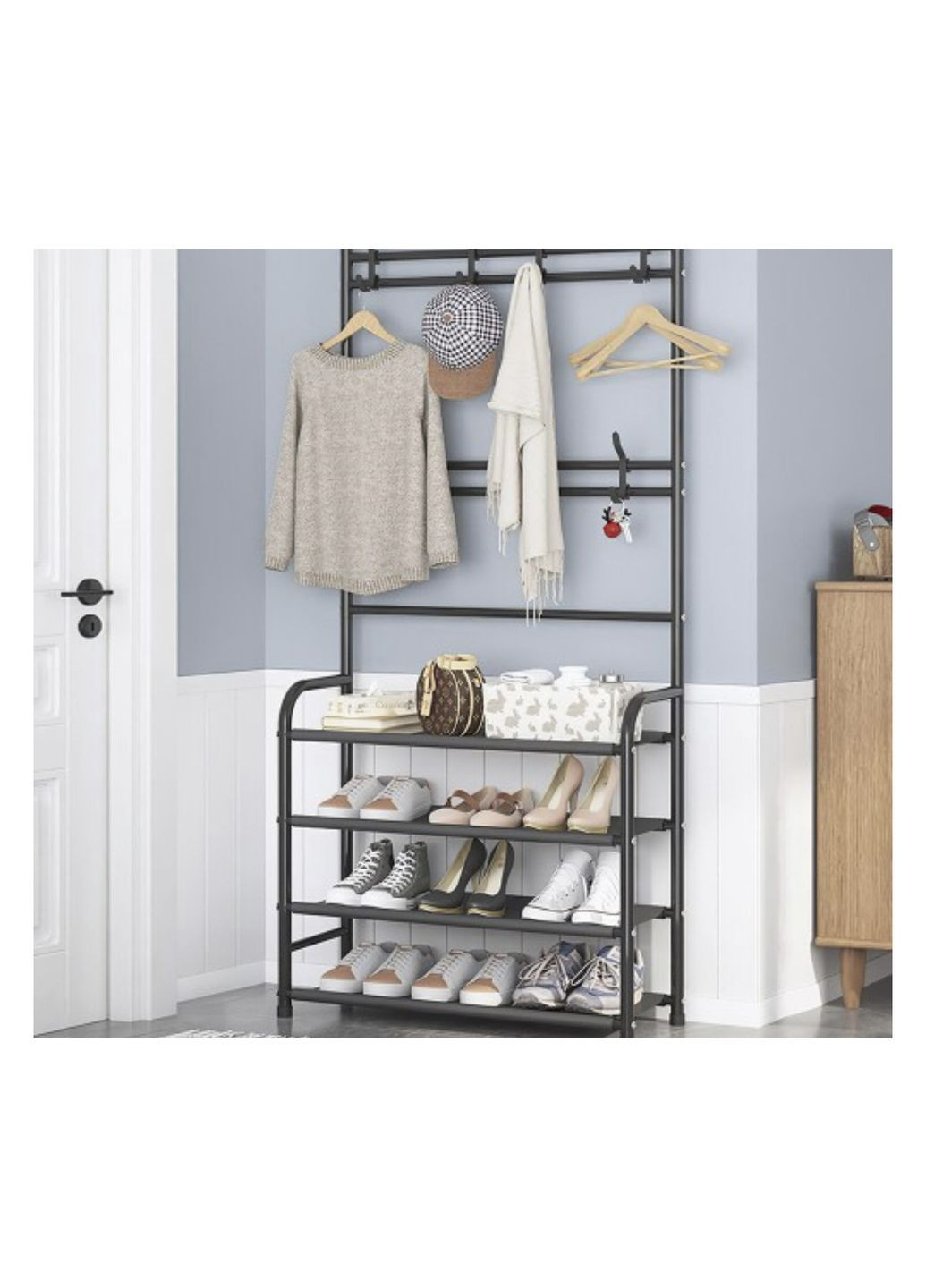 Універсальна вішалка для одягу New simple floor clothes rack size 60X29.5X151 см Чорна No Brand (305749904)