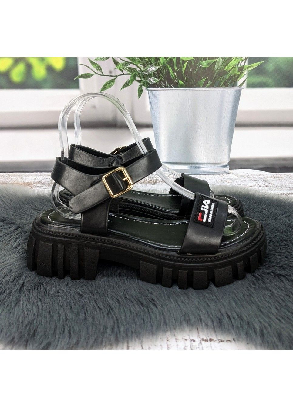Черные босоножки женские FDEK с ремешком