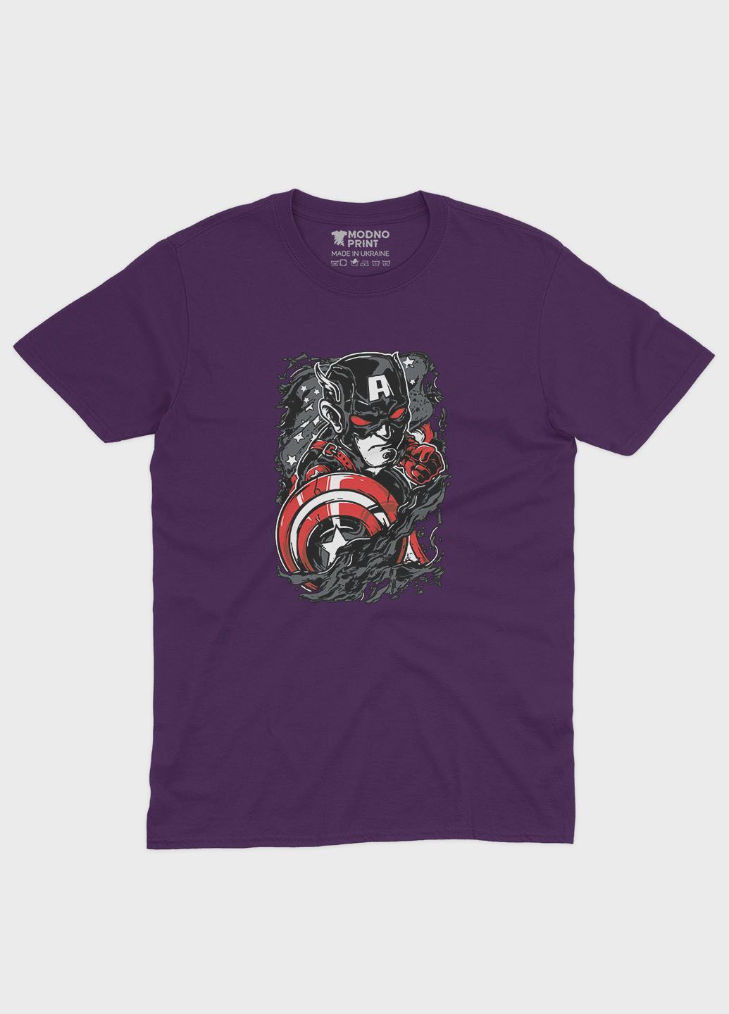 Фиолетовая демисезонная футболка для девочки с принтом супергероя - капитан америка (ts001-1-dby-006-022-013-g) Modno