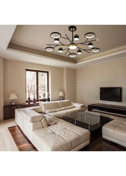 Светодиодная накладная люстра AL6121ARD STORIA 72Вт черный золото Ardero (365651196)