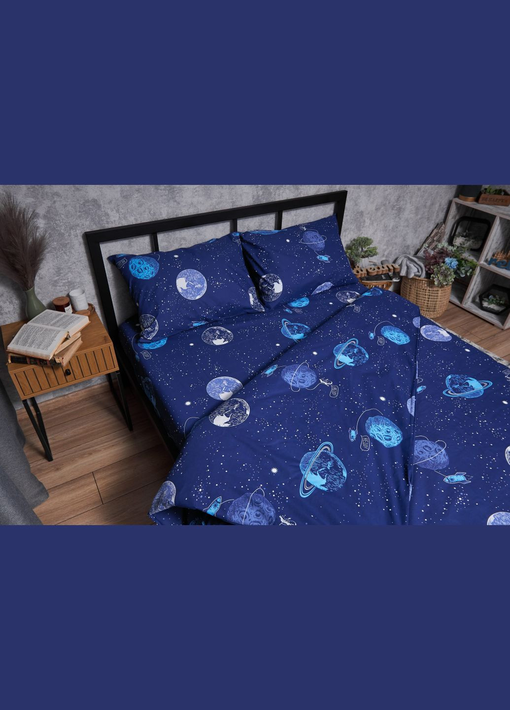 Комплект постільної білизни Бязь Gold Люкс «» King Size 220x240 наволочки 2х40х60 (MS-820004795) Moon&Star Planets (293147936)