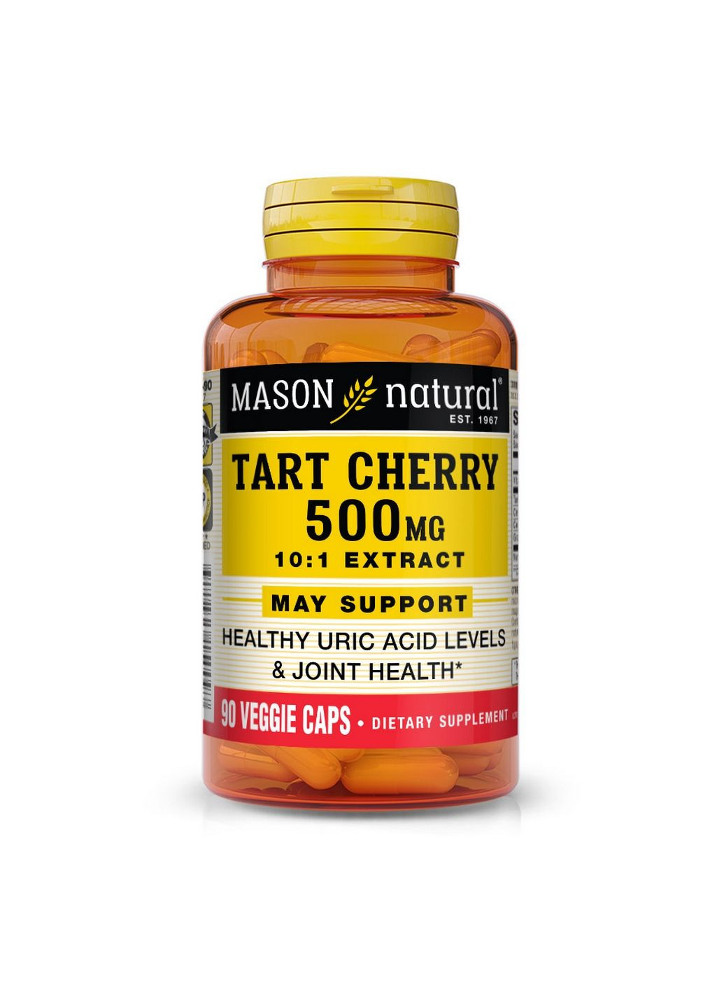 Натуральна добавка Tart Cherry 500 mg, 90 вегакапсул Mason Natural (293339417)