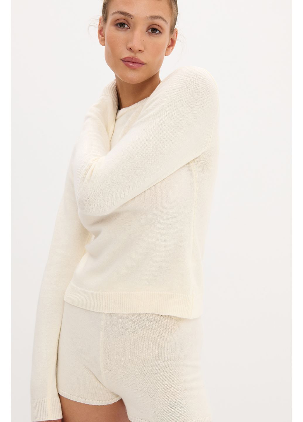 Молочный демисезонный джемпер с добавлением шерсти ягненка m-l серый 7003 Papaya