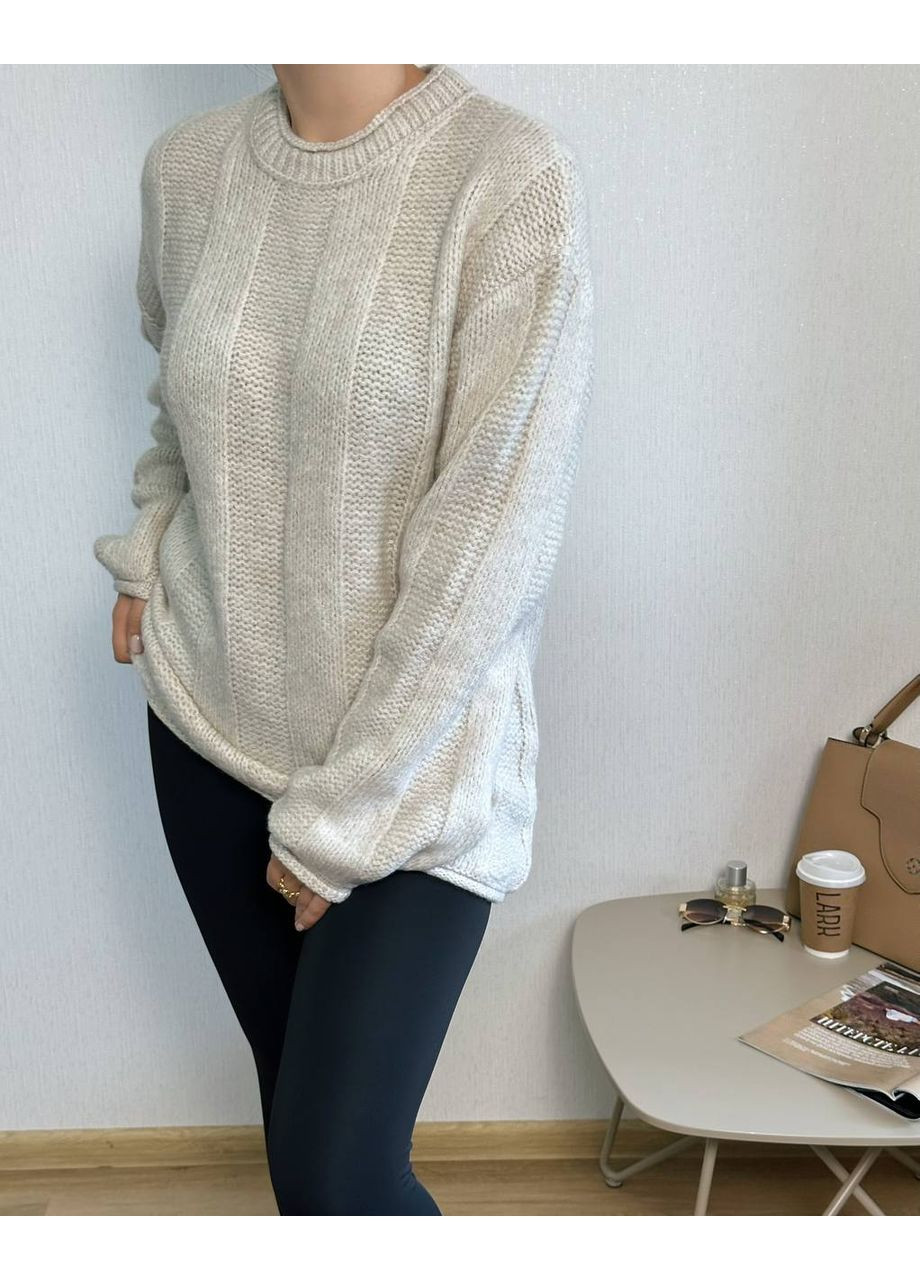 Бежевый демисезонный свитер базовый трикотажный свободного кроя – замер в описании DK/DL Мода без кордонів