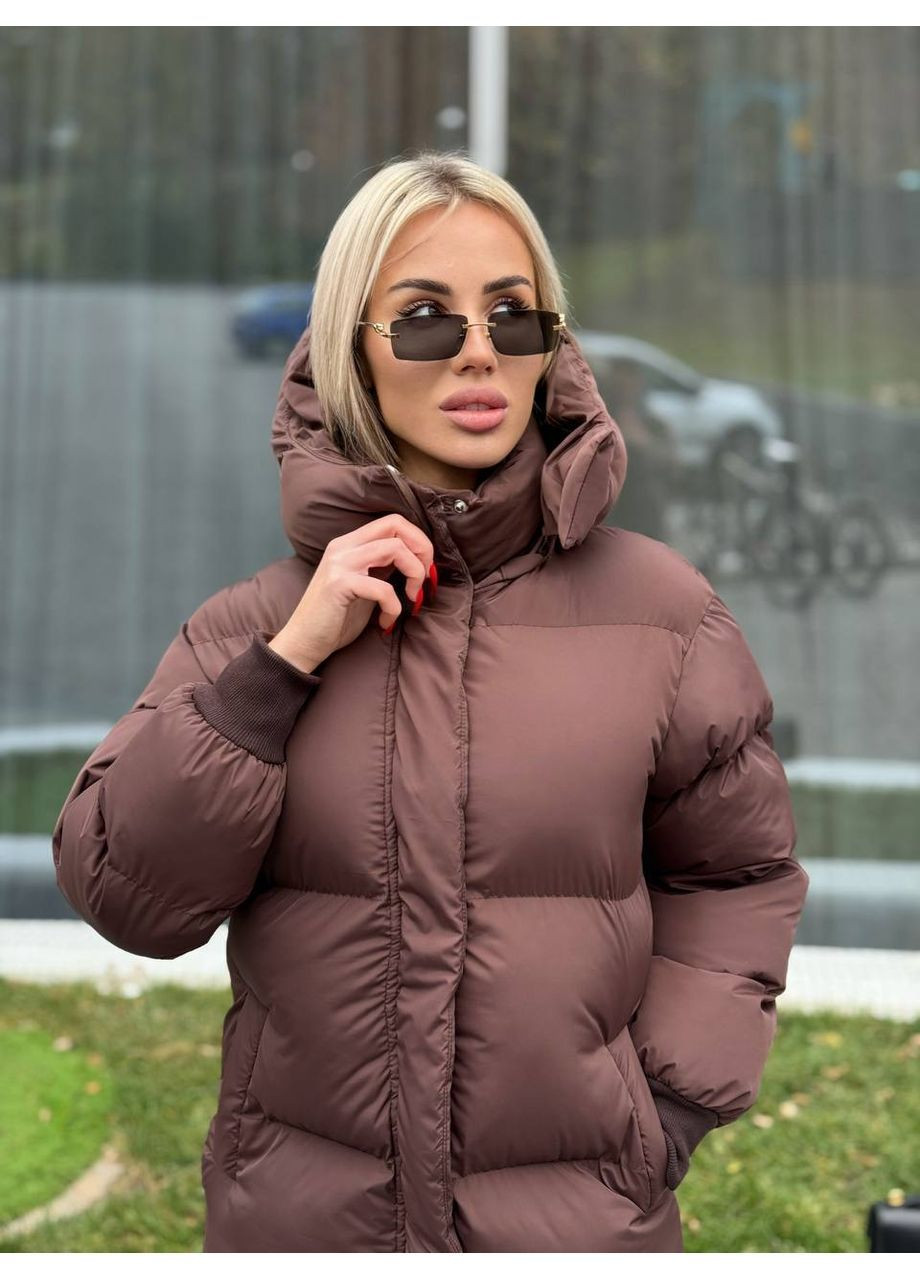 Коричневый демисезонный Пуховик Style Point