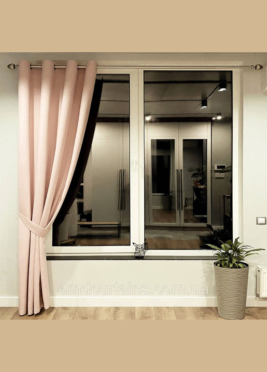 Штора на серых люверсах 1 шт с подхватом 355х250 см. микровелюр Розово-пудровый No Brand (337358209)