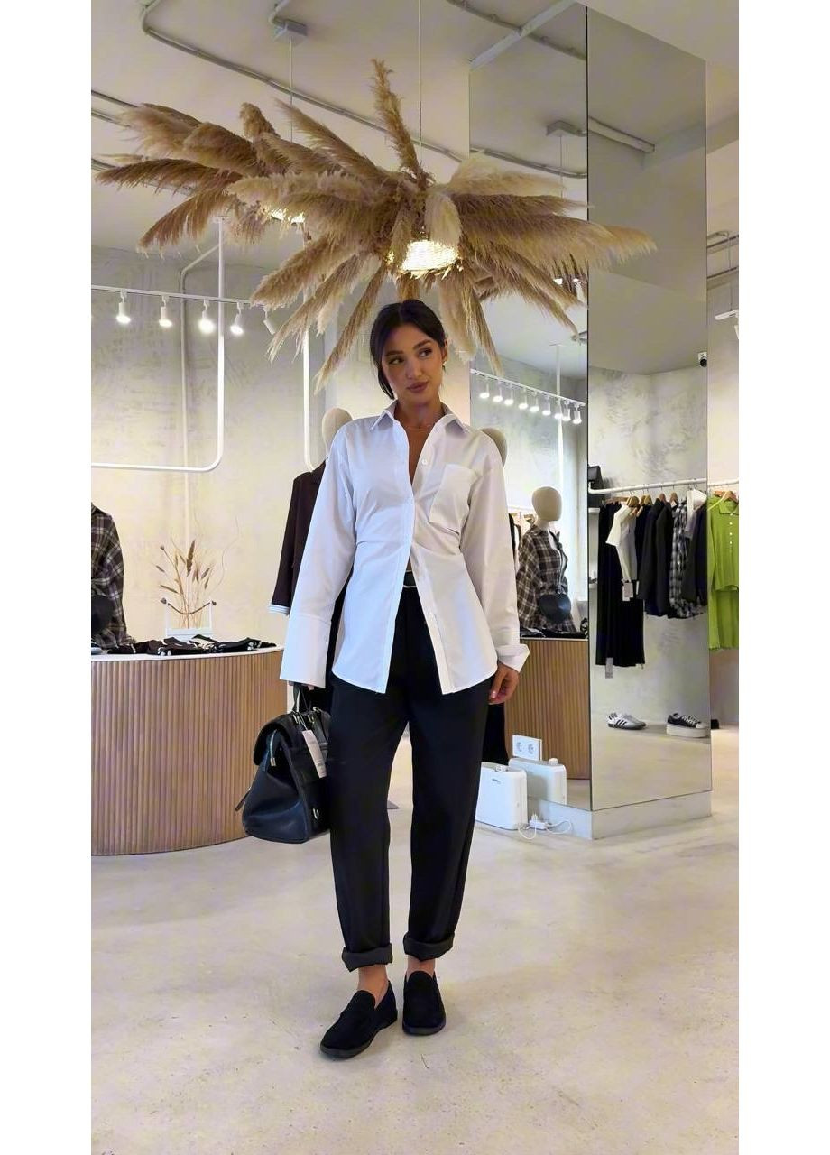 Белая коктейльный, повседневный, вечерний, классическая, кэжуал рубашка FINO Mode с длинным рукавом