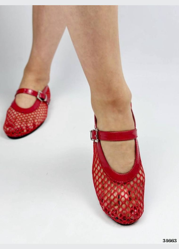 Женские балетки сеточка Nina Mi | красные текстиль (295547808)