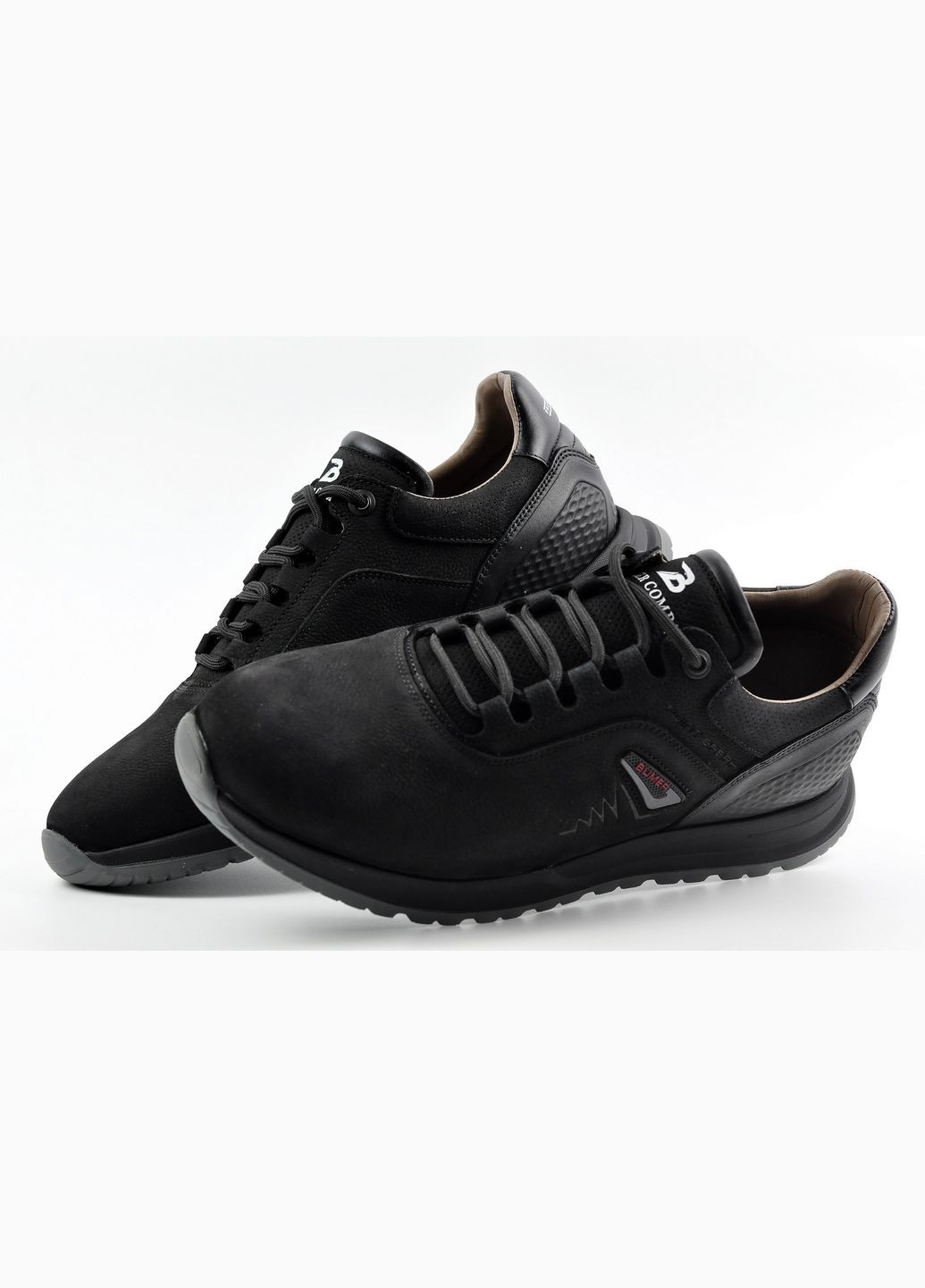 Черные демисезонные кожаные кроссовки Bumer