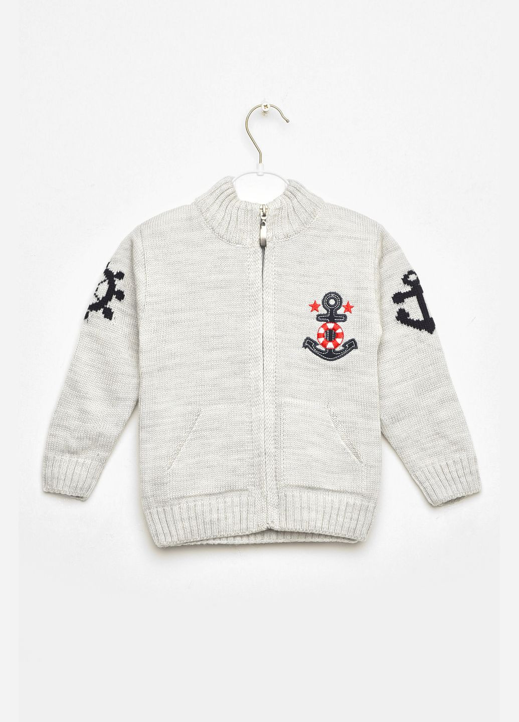 Світло-сірий зимовий кофта дитяча для хлопчика світло-сірого кольору пуловер Let's Shop