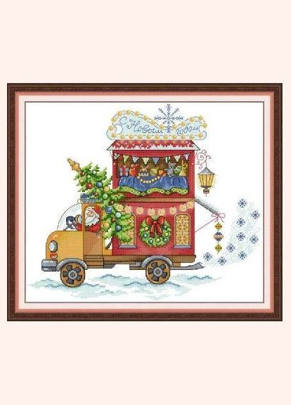 Набір для вишивання за нанесеною на канву схемою "Christmas present".AIDA 14CT printed, 37*32 см Joy Sunday (313613188)