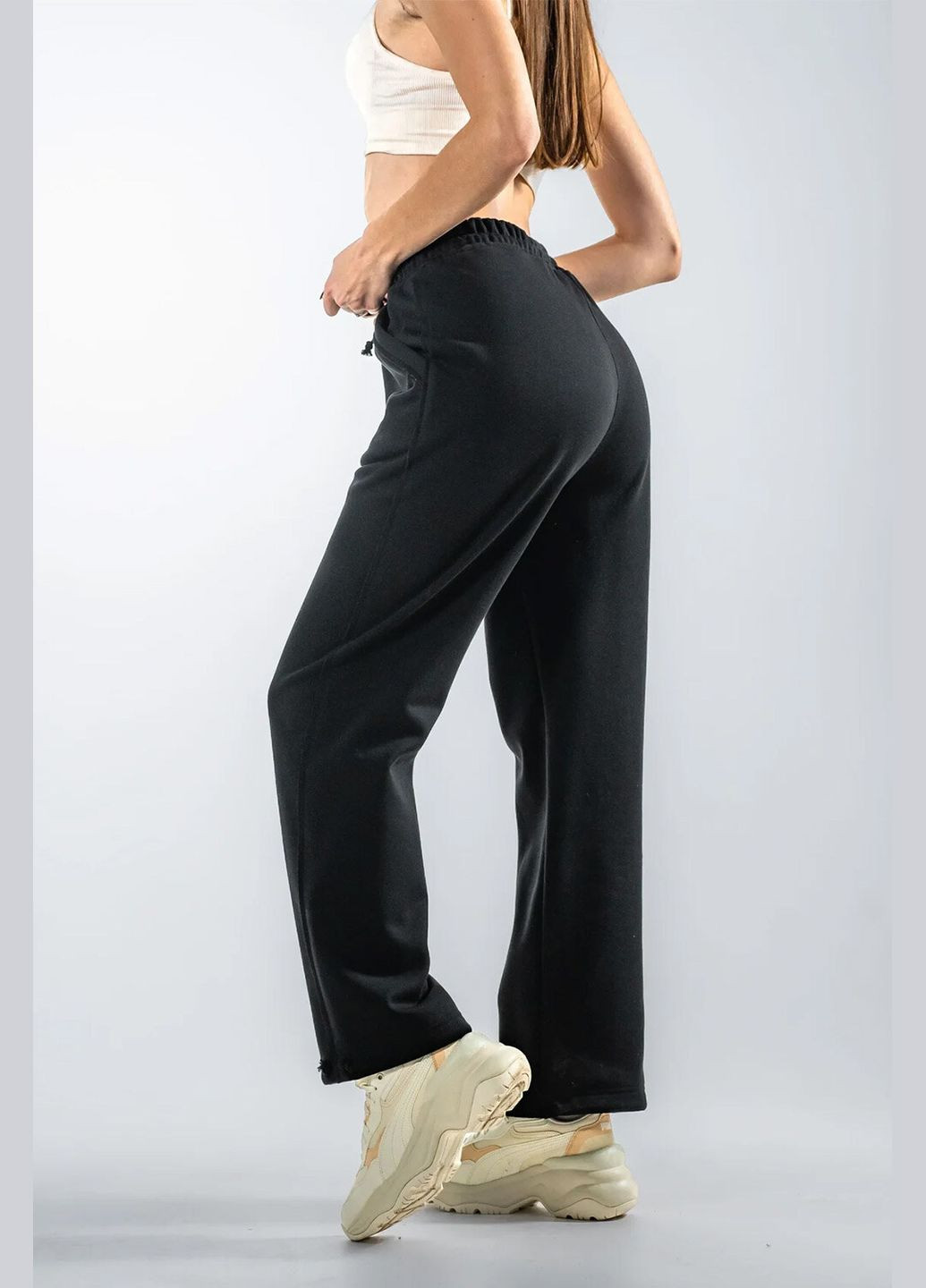 Жіночі спортивні штани на зав'язках Francis Чорні Teamv (317310455)