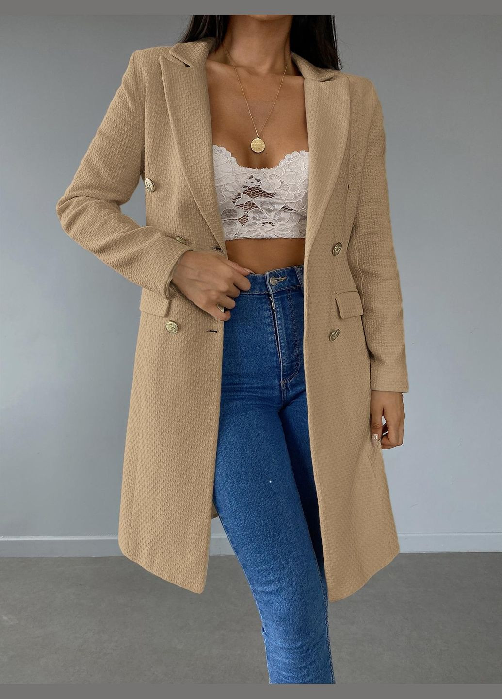 Гірчичне демісезонне Пальто SHEIN