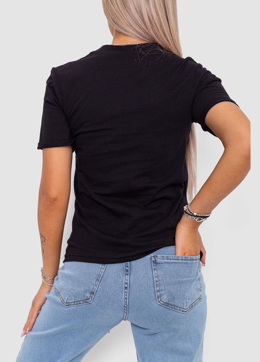 Футболка жіноча з принтом, колір чорний, Ager - (338017342)