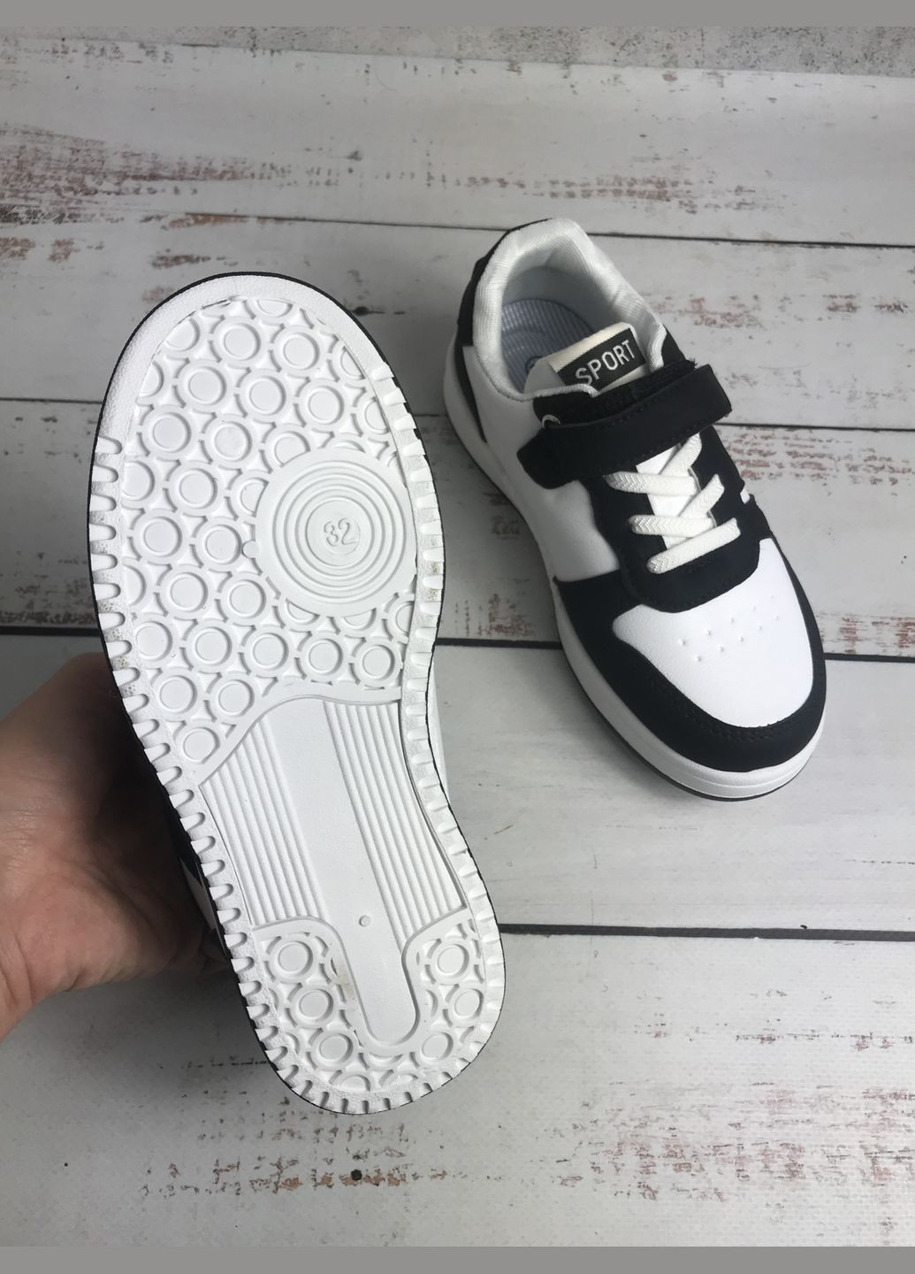 Комбіновані всесезон кросівки дитячі для хлопчика чорно-білий (591) ВВТ