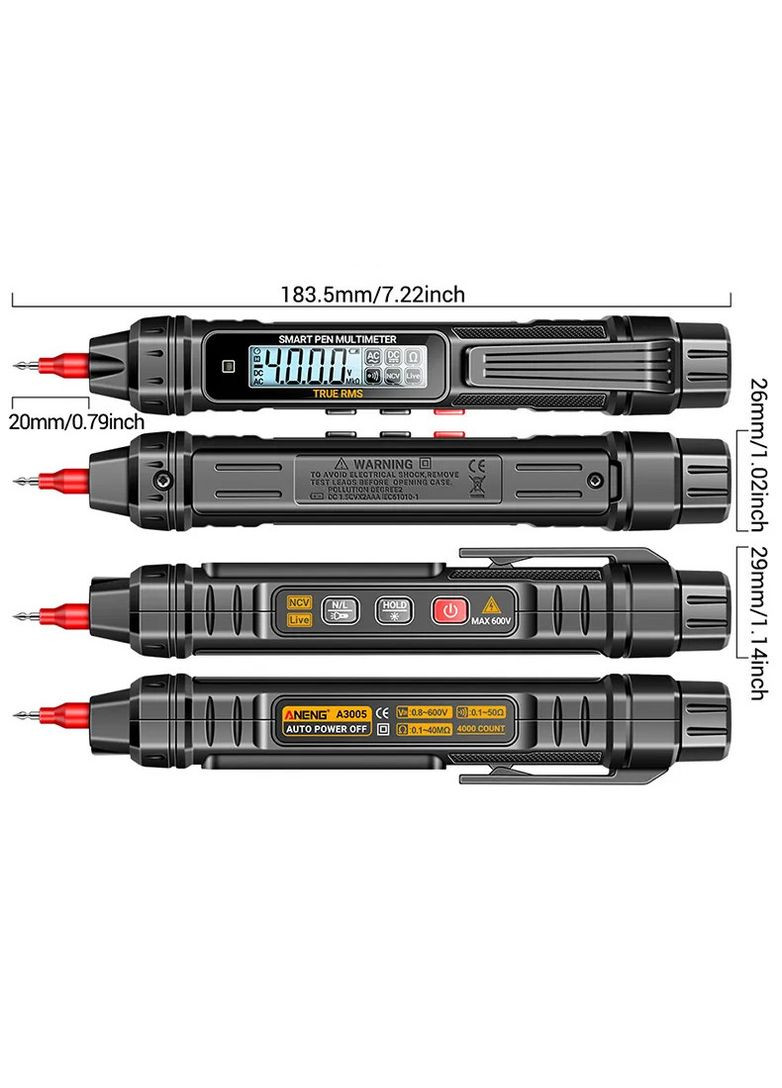 Компактний багатофункціональний цифровий мультиметр перо A3005 на 4000 відліків з NCV Aneng (303401435)