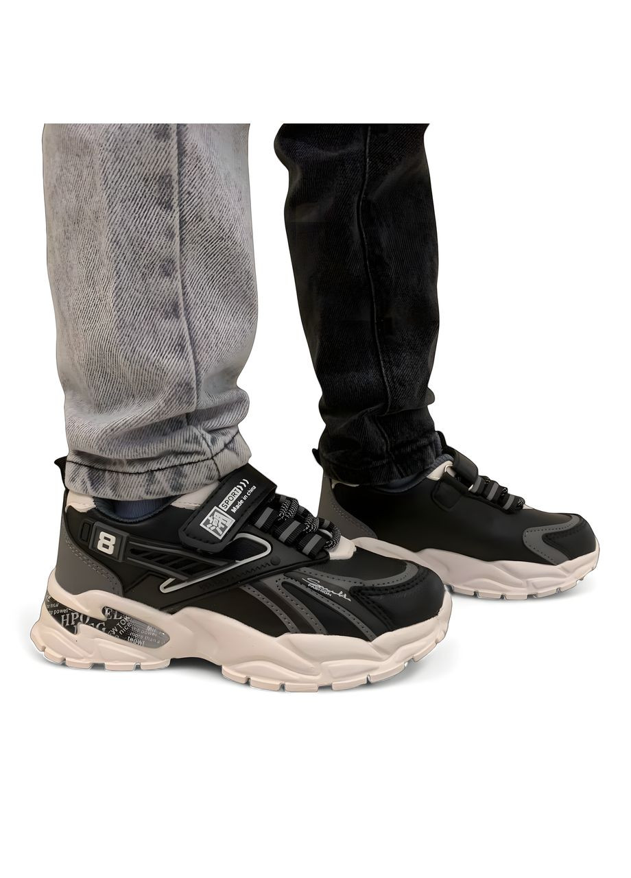 Чорні осінні дитячі кросівки для дівчинки і хлопчика 1259 чорні BBT